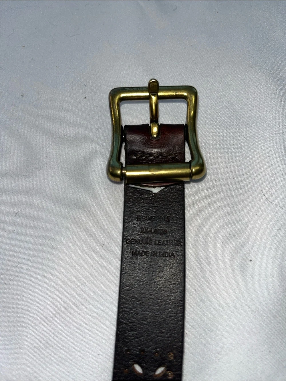 Black Men's Leather Belt with Cutout Pattern‎ and Brass Buckle 2XL